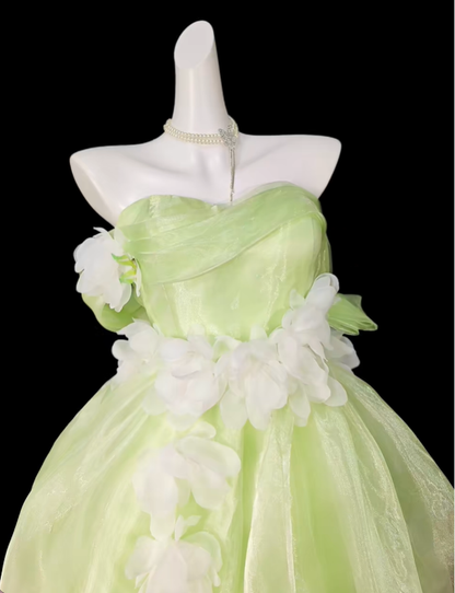 Glamorous Light Apple Green Tulle Appliques A Line Short Graduation Homecoming Dress,Off The Shoulder Short Prom Dress SP3548