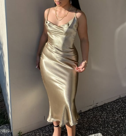 Suspender satin sexy retro evening dress for women backless strappy party tight dress Y4133