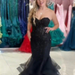Elegant Black Sweetheart Mermaid Prom Dress,Mermaid Black Lace Formal Dress Y6160
