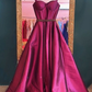 A-line Straps Long Prom Dresses Satin Evening Dress Y5016