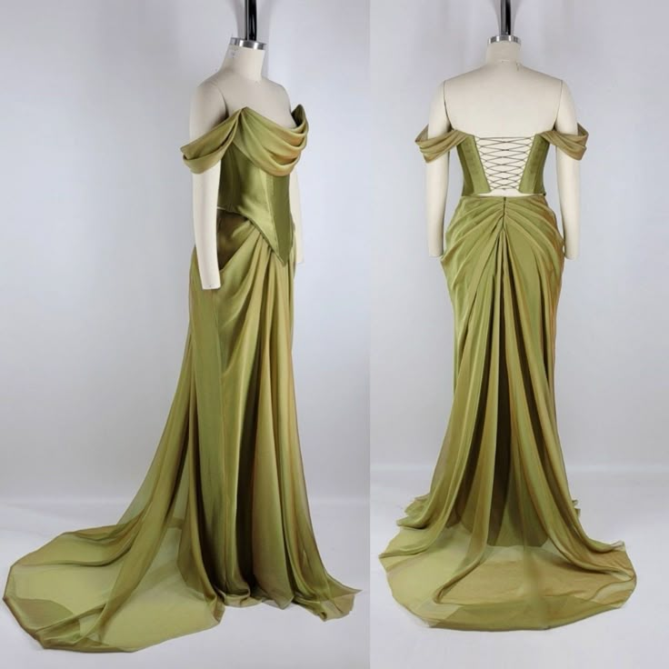 Elegant Green Satin Pleated Party Dress,Off The Shoulder Mermaid Evening Dress Bridesmaid Dress Y8737