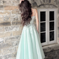 Shiny Blue Organza A Line Long Birthday Party Dress 20th Birthday Outfits SP2012