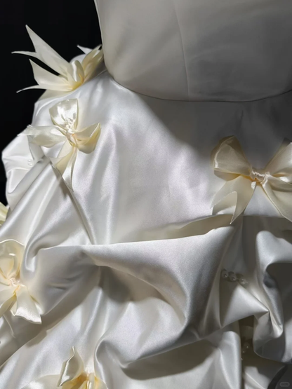 Glamorous Spaghetti Straps Satin Ruched Bow Short 9th Grade Homecoming Dress,Off White Short Birthday Dress SP3196
