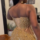 Luxurious Gold Sequins Appliques Evening Dress Mermaid Prom Dress  Y7880
