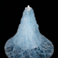 Dream Blue Tulle Beaded A Line Prom Dress,Long Evening Dress Y8691