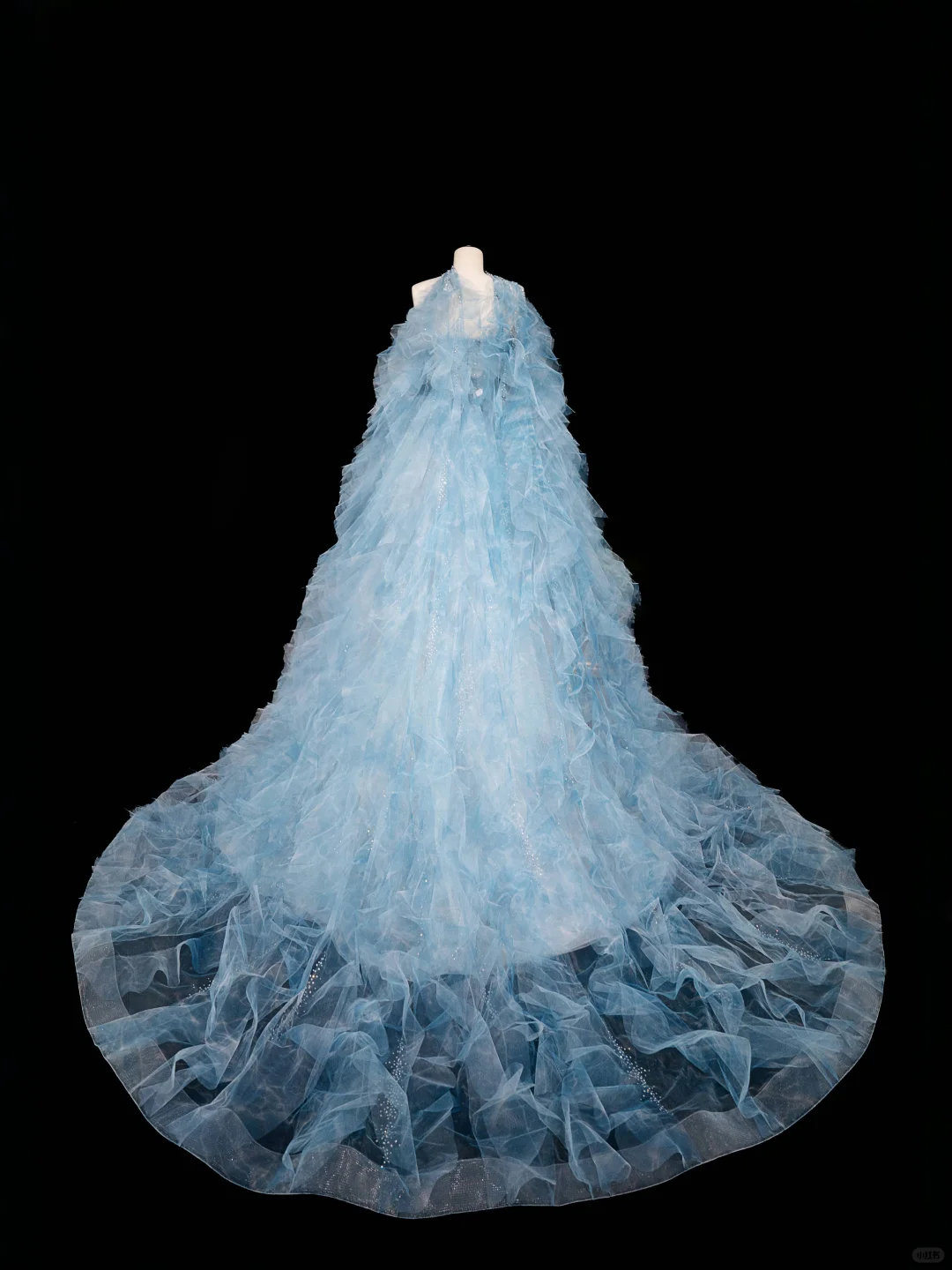 Dream Blue Tulle Beaded A Line Prom Dress,Long Evening Dress Y8691