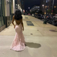 Pink Backless Mermaid Graduation Prom Dress Evening Party Dress Y6211
