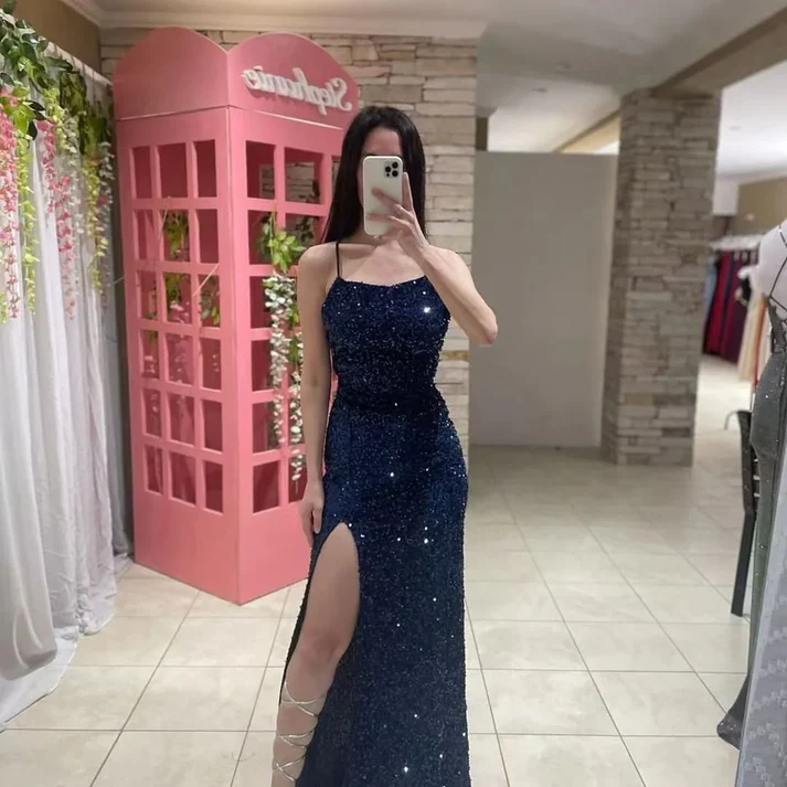 Glitter Sheath/Column Prom Dress with Split,Charming Evening Dress Y4404