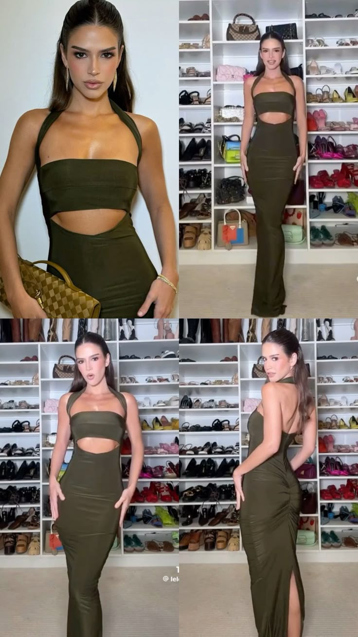 Sexy Halter Sage Green Satin Sheath Long Party Dress Prom Dress SP906