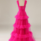 Hot Pink Sweetheart Multi Layers Tulle Prom Dresses Formal Dresses Y1829