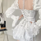 French White Tea Break Dress, Tulle Prom Dress Fairy Dress For Women, Victorian Dress, Graduation Dress, Beach Dress  Y1938