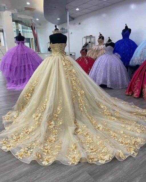 Strapless Quinceanera Dresses Ball Gown Puffy Sweet 16 Dresses for Teens Sweetheart Pageant Gowns Y2853