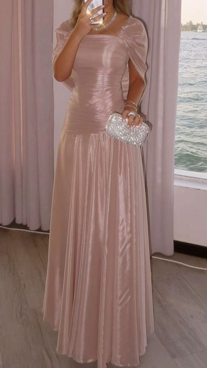 Pretty Pink A Line Long Wedding Guest Dress Formal Party Dress SP1311