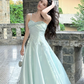 Shiny Blue Organza A Line Long Birthday Party Dress 20th Birthday Outfits SP2012