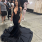 Sexy Black Sleeveless Mermaid Prom Dress,Black Evening Gown Y6491
