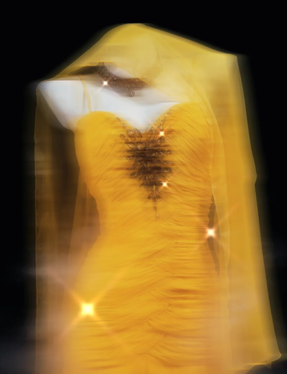 Pretty Spaghetti Straps Yellow Chiffon Ruffle Layered Mermaid Evening Dress Long Party Gown SP1576