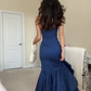Trendy Strapless Pleated Ruffle Irregular Prom Dress Y5929