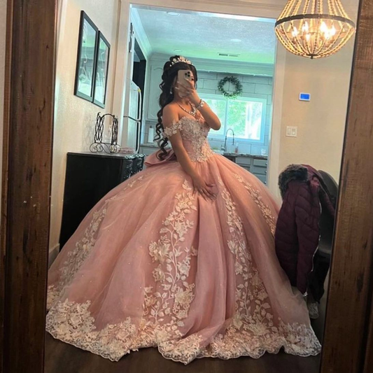Off The Shoulder Quinceanera Dress Ball Gown For Sweet 16 Girl Appliques Graduation Party Princess Gowns Y5470