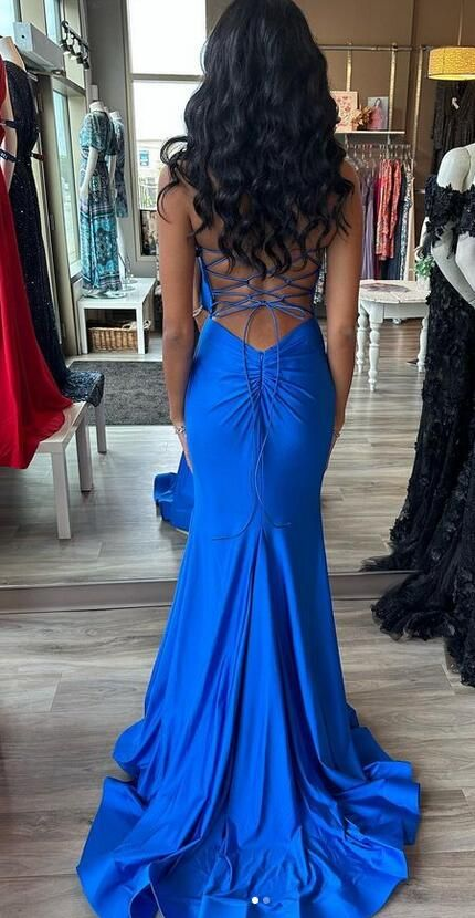 Royal Blue Mermaid Long Prom Dress,Elegant Evening Dress  Y7228