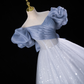 Sweet Blue Tulle Sequins Evening Dress Fairy Ball Gown Y7679