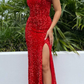Burgundy Sweetheart Mermaid Sequin Prom Dress with High Slit Y149