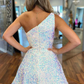 Sparkly A Line Sequined One Shoulder Homecoming Dress Y1256