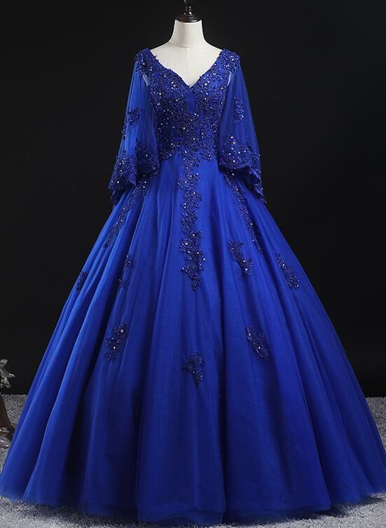 Royal Blue Ball Gown Lace Applique Quinceanera dresses Sweet 16 Dress Y315