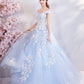 Blue Off The Shoulder Quinceanera Dresses Blue Ball Gown Y52