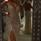 A-line V Neck Prom Dress With Split  S11768