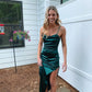 Green Spaghetti Straps Prom Dresses Long Sexy Prom Dress Y1259