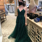 A-line Green Lace Tulle Prom Dress Generous High School Graduation Dress Y706