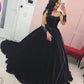 Black velvet wedding dresses ball gown lace appliques long sleeves for bride Y1151