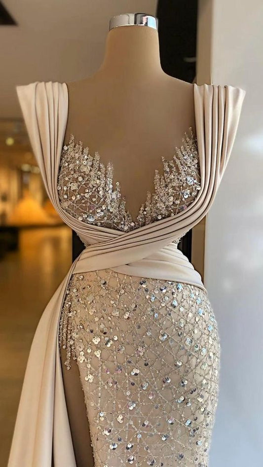 Champagne Fashion Evening Dresses Sexy Prom Dresses Pageant Dress Y1741