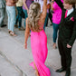 Elegant Hot Pink Mermaid Prom Dress,Sexy Formal Gown Y1509