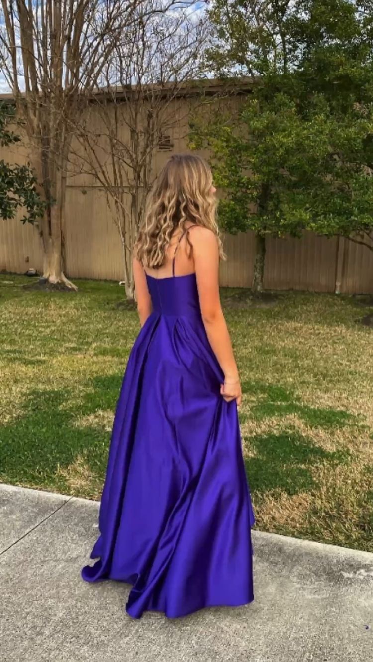 Simple Purple Spaghetti Straps Prom Dress,A-line Graduation Dress Y913