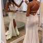 White Sequins Mermaid Backless Long Evening Dresses Y1638