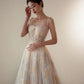 A-line Embroidered Flowers Tulle Prom Dress Stunning Evening Dress Y287