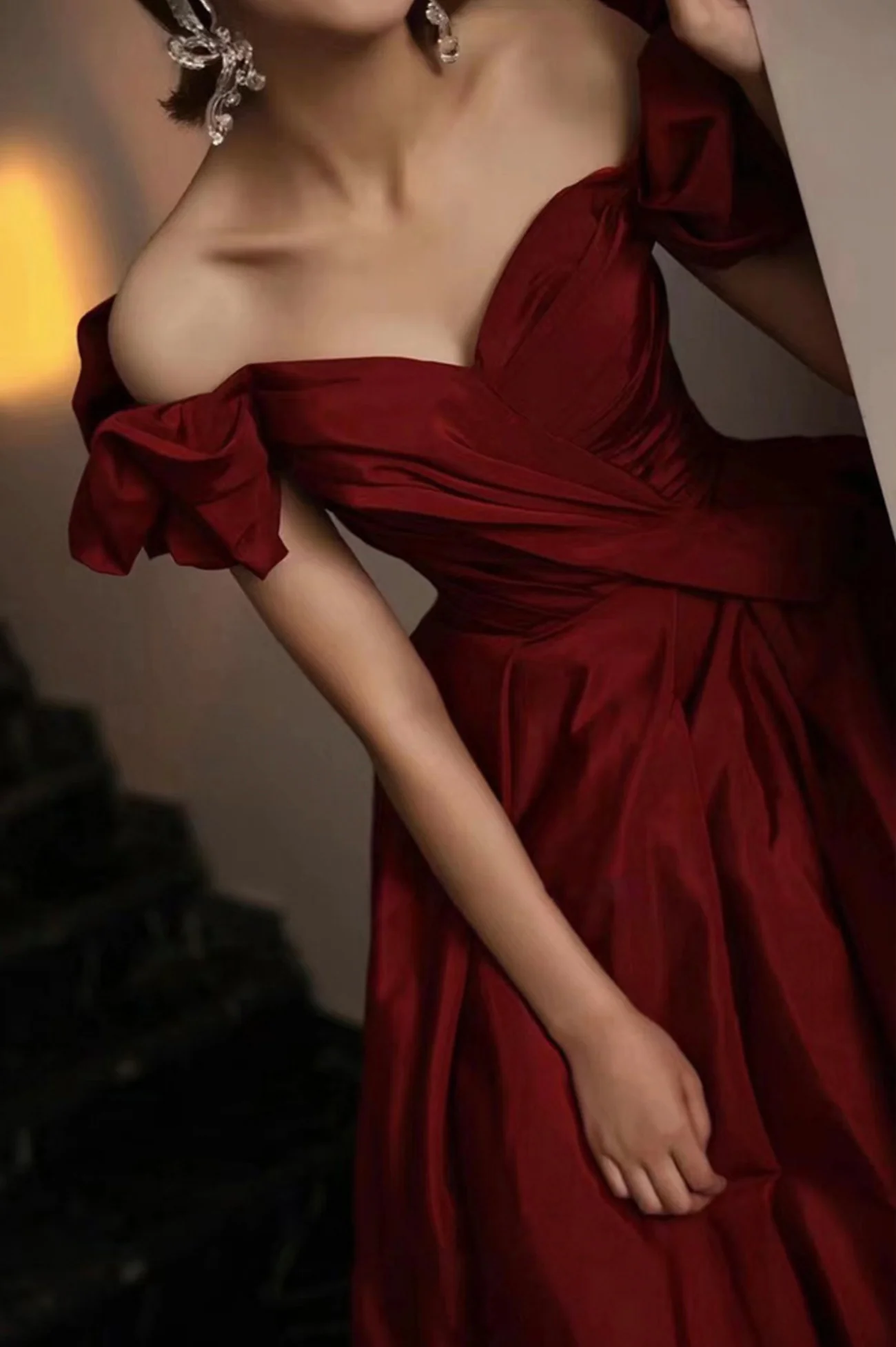 Burgundy Satin Long Prom Dress, A-Line Evening Dress Y1658