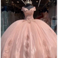 Off The Shoulder Pink Ball Dress With Lace Pink Princess Dress Sweet 16 Dress Y592