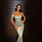 Charming Mermaid Off the Shoulder Sage Green Satin Long Prom Evening Dresses Y1726