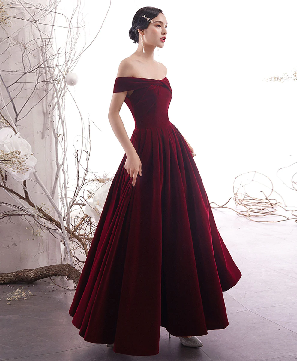 Simple Burgundy Long Prom Dress Burgundy Evening Dress Y1428