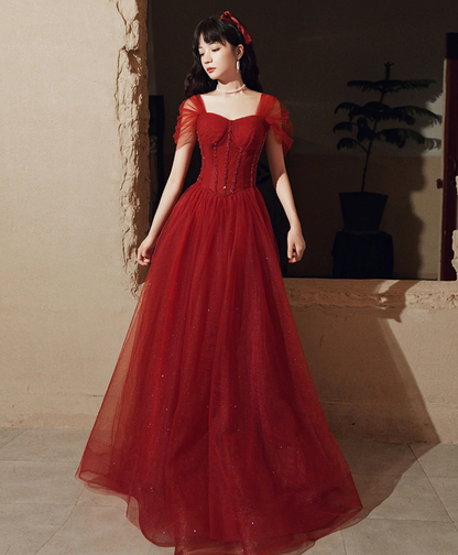 Black Tulle Off Shoulder Long Prom Dress, Black Formal Graduation Dresses Y1131