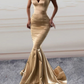 Mermaid Sweetheart Prom Dresses Satin Spaghetti Straps Y41