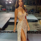 Long Prom Dresses Spaghetti Straps Sequin Mermaid Evening Gowns Y191