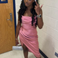 Black Girls Outfit Sexy Pink Homecoming Dress  Y263