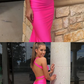 Hot Pink Halter Satin Mermaid Evening Dress, Simple Long Prom Dress Y1646