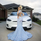 Blue Sparkly Evening Dress Long Mermaid Prom Dress Y1647