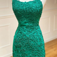 Backless Green Mermaid Lace Prom Dresses, Open Back Green Lace Mermaid Formal Evening Dresses Y1365