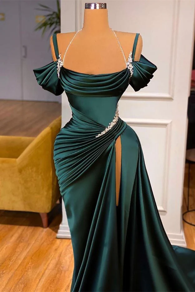 Elegant Stunning Off-the-Shoulder Mermaid Prom Dress Ruffles With Split  Y83