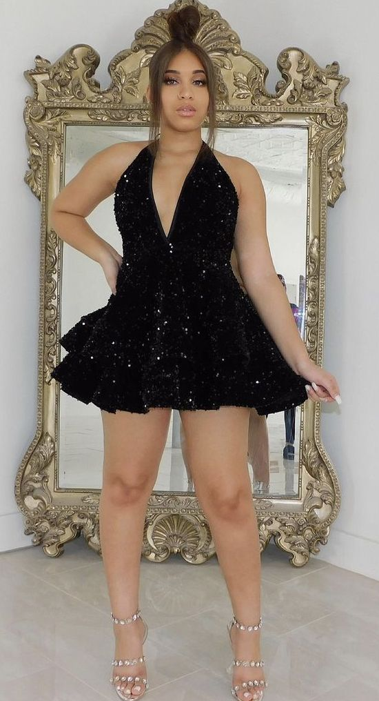 Sexy Short White/Pink/Black Homecoming Dress Sequins Party Dresses for Women Y1613